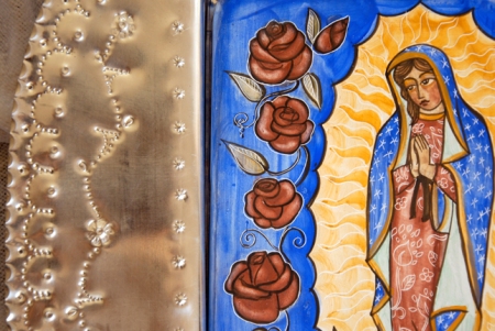 detail of Our Lady of Guadalupe in Tin